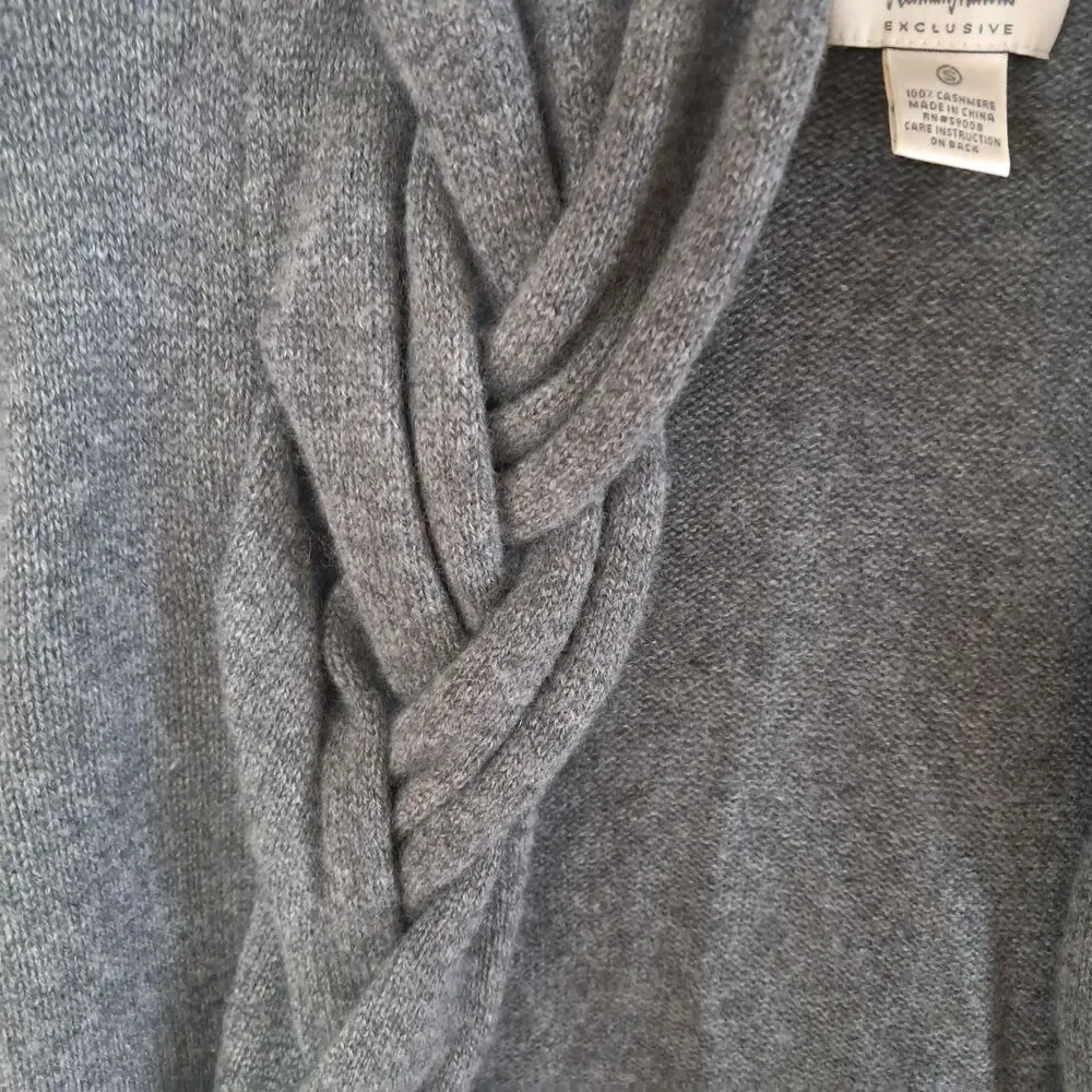 Neiman Marcus Womans Small Long Steel Gray 100% Cashmere Cardigan Open Front - Picture 4 of 5